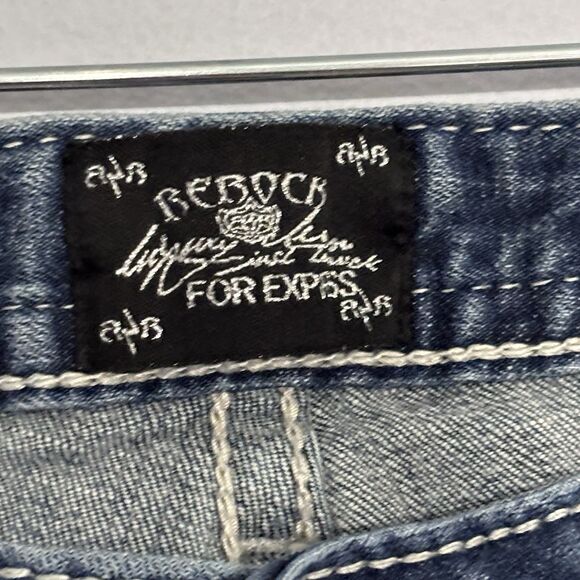 Rerock Express Women's Bootcut Blue Denim Distressed Jeans Size 8R Embroidered - Picture 10 of 15